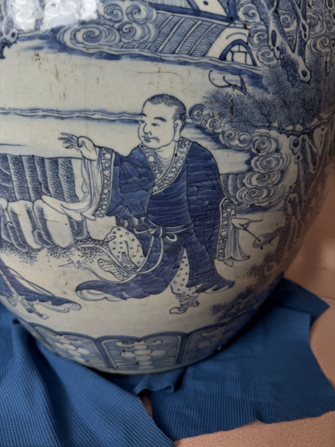 古玩陶瓷青花人物故事紋畫缸真品鑒賞圖