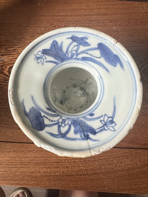 古玩陶瓷青花云鶴紋渣斗拍賣,當前價格3800元