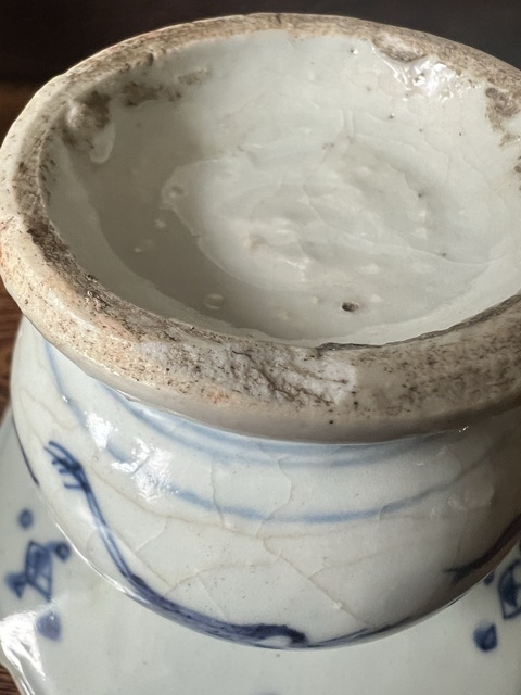 古玩陶瓷青花云鶴紋渣斗拍賣,當前價格3800元