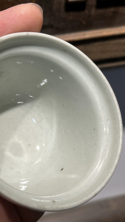 古玩陶瓷青花夔龍紋蓋碗，疑似復窯真品鑒賞圖