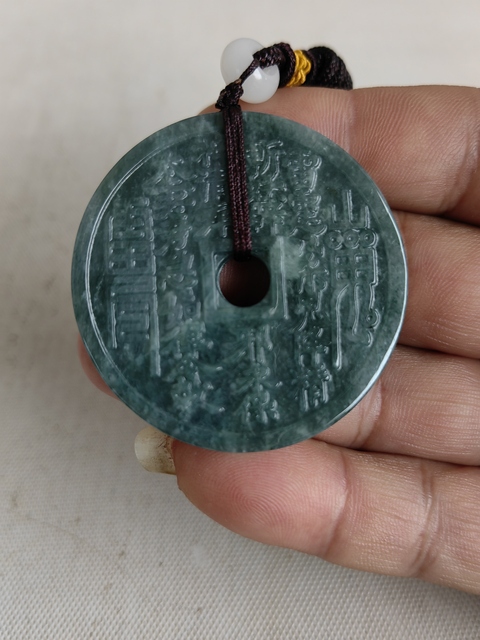 古玩玉器翡翠雕“八卦牌”拍賣，當前價格298元