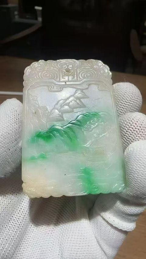 古玩雜項翡翠牌真品鑒賞圖