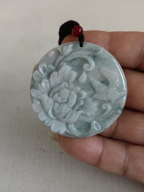 古玩玉器天然翡翠雕“花鳥牌”拍賣，當前價格398元