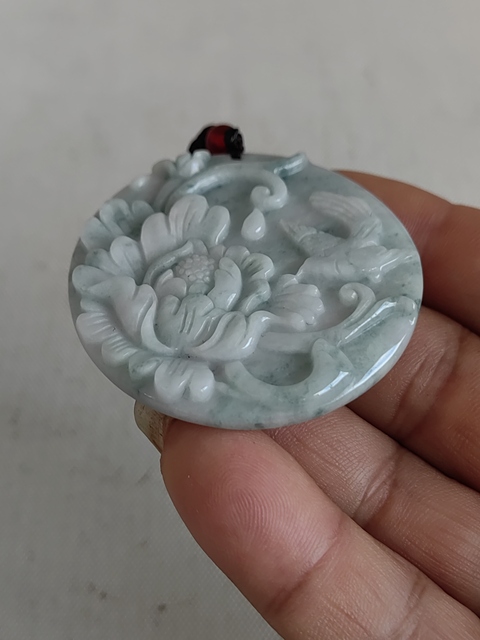 古玩玉器天然翡翠雕“花鳥牌”拍賣，當前價格398元