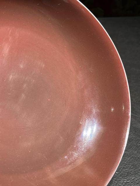 古玩陶瓷清乾隆 官窯紅釉盤真品鑒賞圖