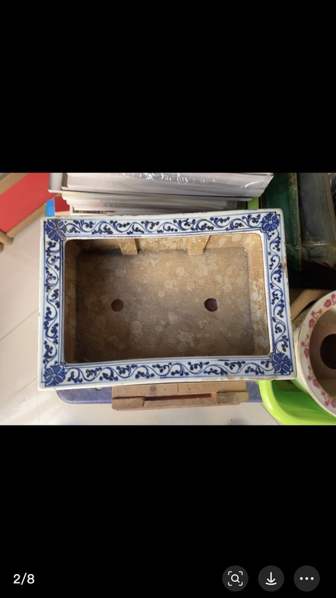 古玩陶瓷清雍乾時期青花纏枝蓮紋水仙盆真品鑒賞圖