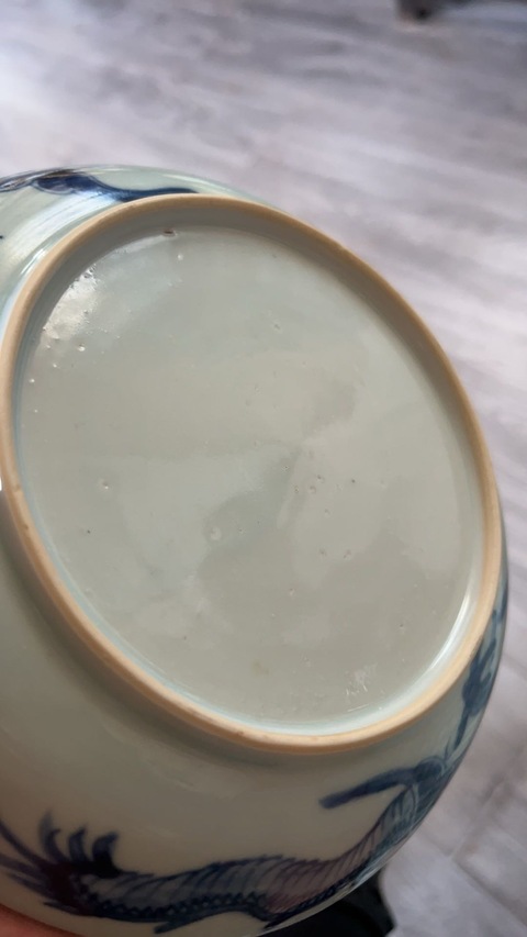 古玩陶瓷雍正青花過墻龍盤真品鑒賞圖