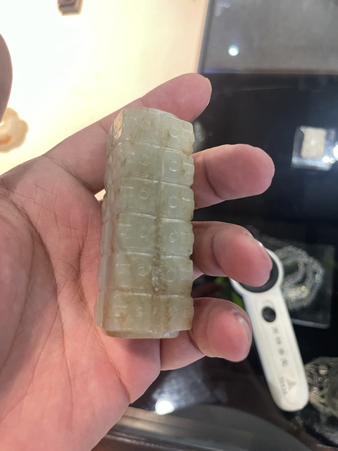古玩玉器仿古玉琮型件真品鑒賞圖