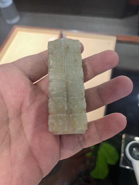 古玩玉器仿古玉琮型件真品鑒賞圖