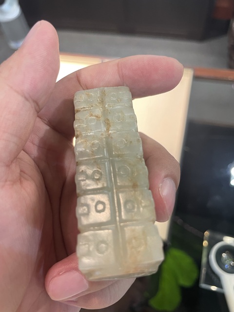 古玩玉器仿古玉琮型件真品鑒賞圖