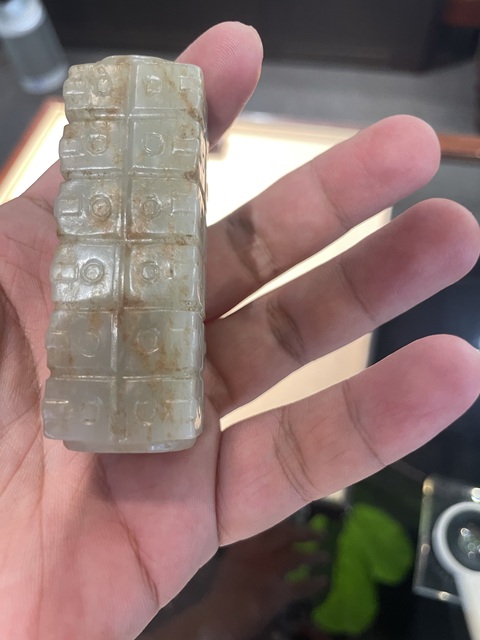 古玩玉器仿古玉琮型件真品鑒賞圖
