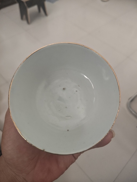 古玩陶瓷粉彩桃花仕女人物紋茶碗真品鑒賞圖