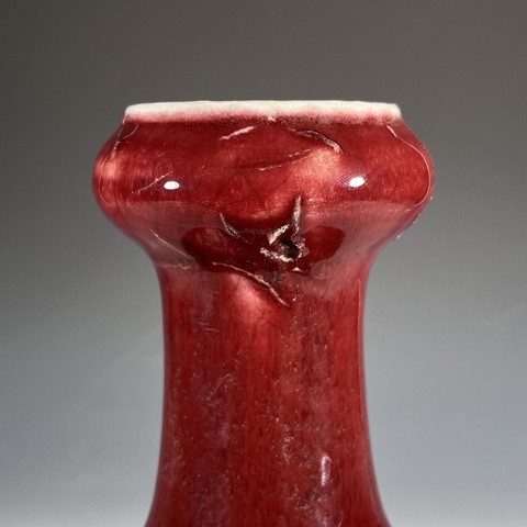 古玩陶瓷紅釉蒜頭瓶真品鑒賞圖