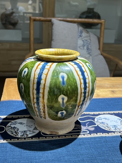 古玩陶瓷唐·三彩花釉掛藍罐拍賣，當前價格88000元