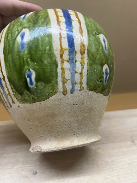 古玩陶瓷唐·三彩花釉掛藍罐拍賣，當前價格88000元