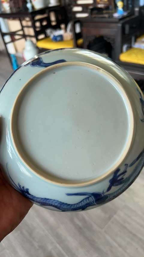 古玩陶瓷青花龍紋盤真品鑒賞圖