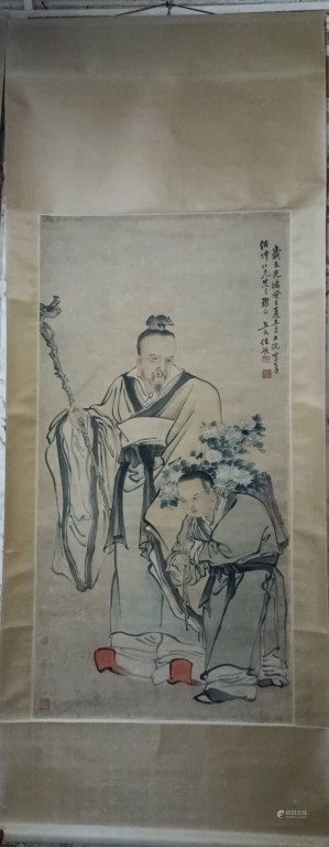 古玩字畫采菊真品鑒賞圖