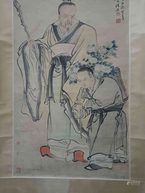 古玩字畫采菊真品鑒賞圖