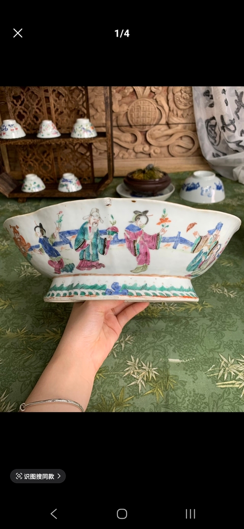 古玩陶瓷十二花神粉彩海棠型貢碗真品鑒賞圖