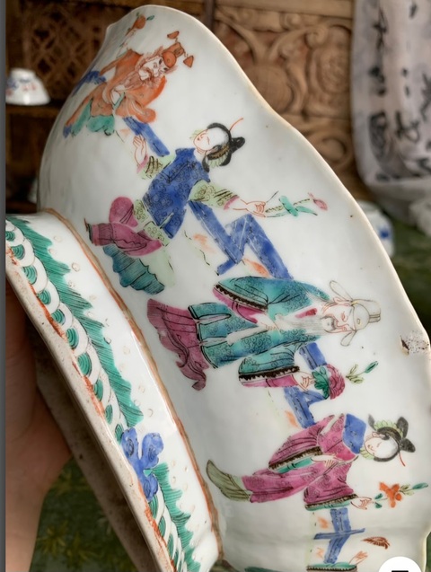 古玩陶瓷十二花神粉彩海棠型貢碗真品鑒賞圖