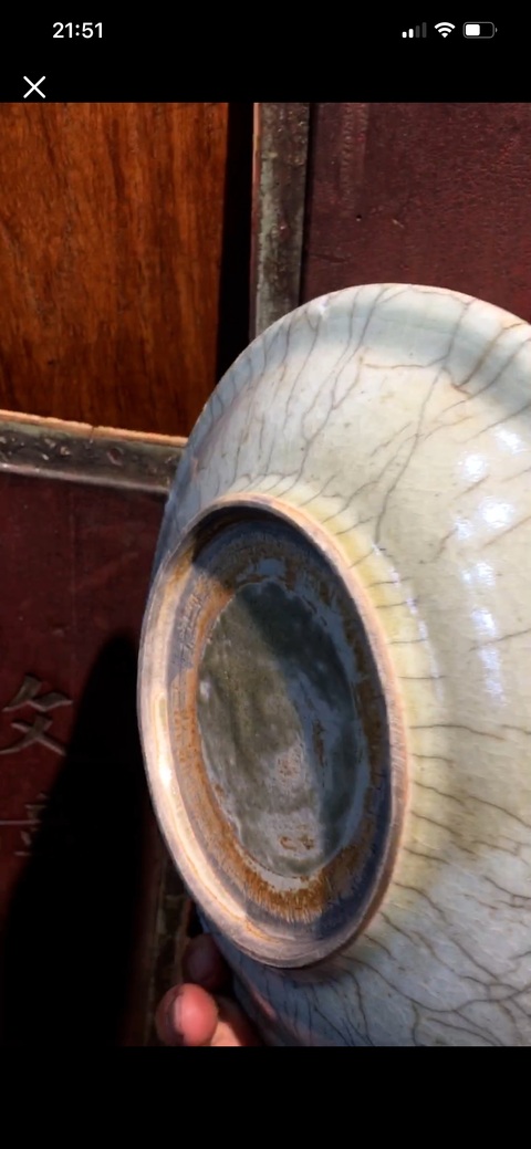 古玩陶瓷哥釉折沿盤真品鑒賞圖