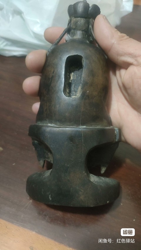 古玩雜項木雕裙式褝定觀音真品鑒賞圖