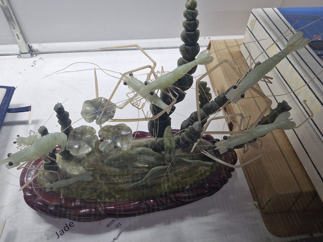古玩玉器玉石蝦盆景真品鑒賞圖