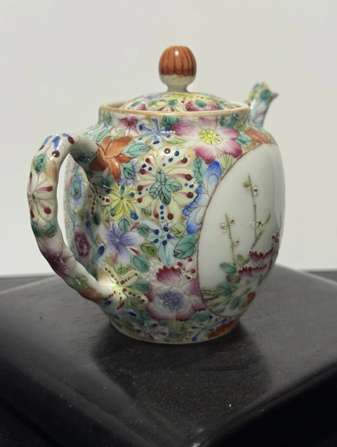 古玩陶瓷民國 粉彩百花壺真品鑒賞圖