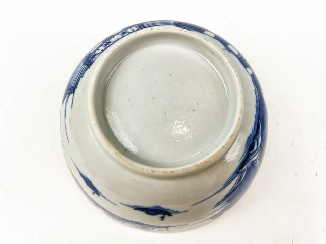 古玩陶瓷清中期·青花山水樓閣人物碗拍賣，當前價格150元