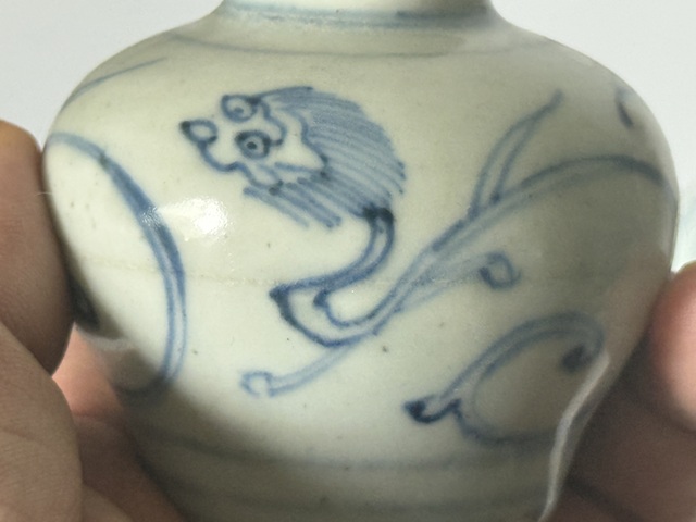 古玩陶瓷晚明淡描青花蓋罐真品鑒賞圖