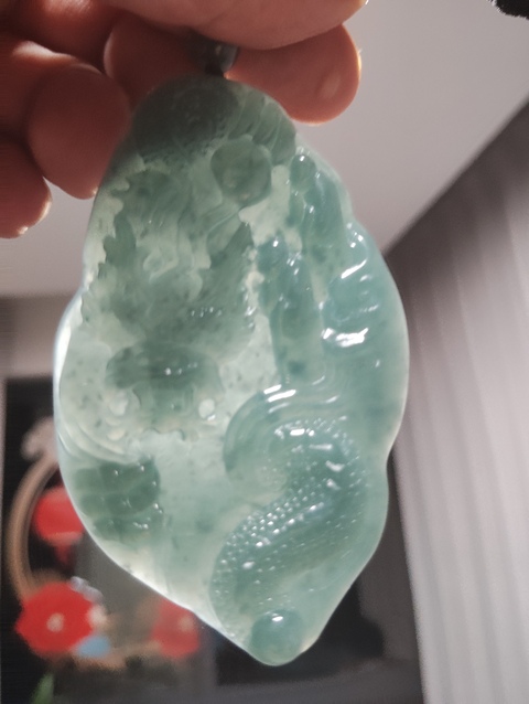 古玩玉器天然翡翠雕“龍紋牌”拍賣,當前價格688元