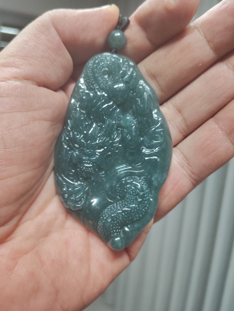 古玩玉器天然翡翠雕“龍紋牌”拍賣,當前價格688元