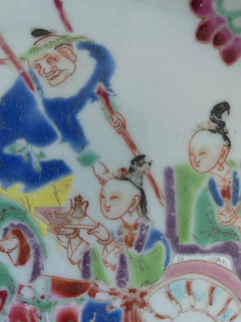 古玩陶瓷西廂記粉彩盤真品鑒賞圖