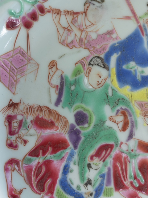 古玩陶瓷西廂記粉彩盤真品鑒賞圖