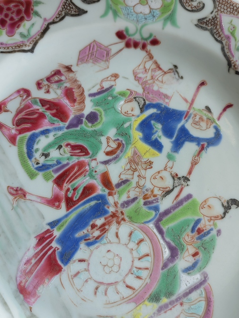 古玩陶瓷西廂記粉彩盤真品鑒賞圖