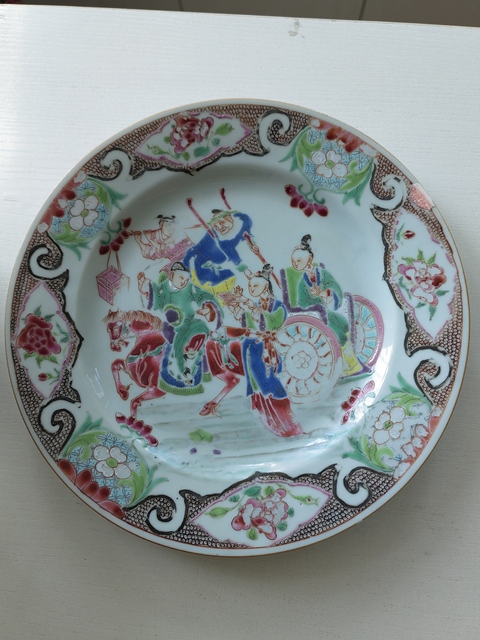 古玩陶瓷西廂記粉彩盤真品鑒賞圖
