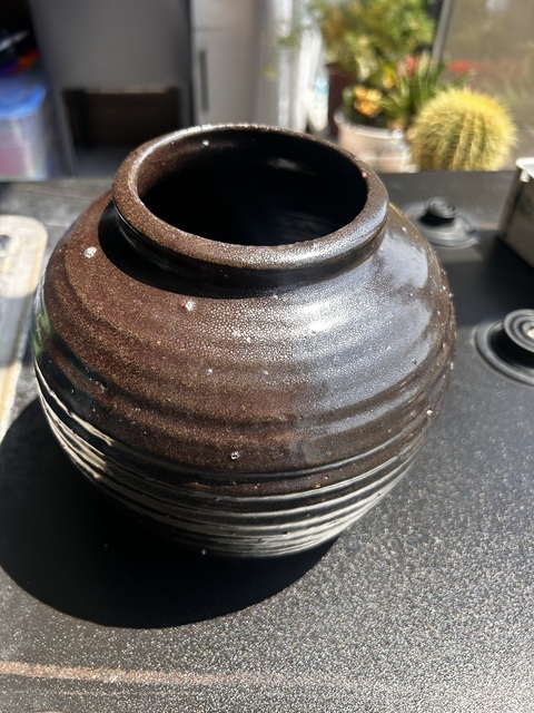 古玩陶瓷磁州窯油滴釉弦紋唇口罐真品鑒賞圖