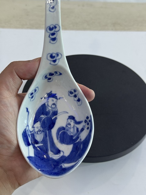 古玩陶瓷青花福祿壽三星高照圖調羹勺子拍賣，當前價格1188元