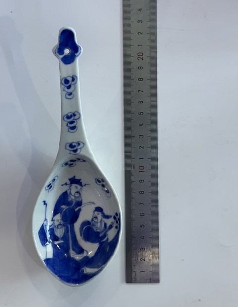 古玩陶瓷青花福祿壽三星高照圖調羹勺子拍賣，當前價格1188元