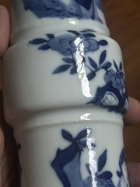 古玩陶瓷青花人物故事紋花觚真品鑒賞圖
