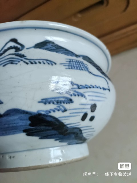 古玩陶瓷清中晚期青花山水紋香爐拍賣，當前價格888元