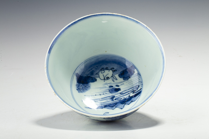 古玩陶瓷清康熙·青花狩獵圖碗真品鑒賞圖