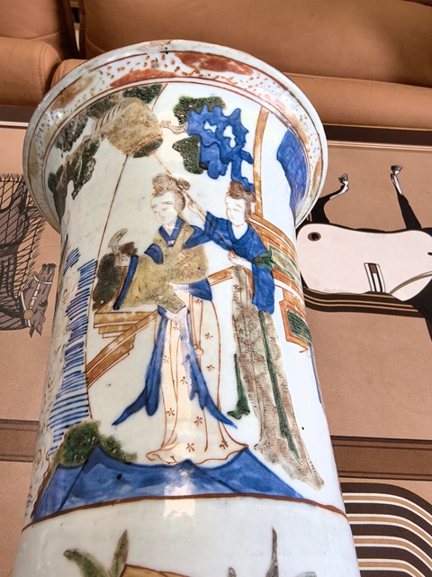 古玩陶瓷青花五彩人物故事花觚真品鑒賞圖