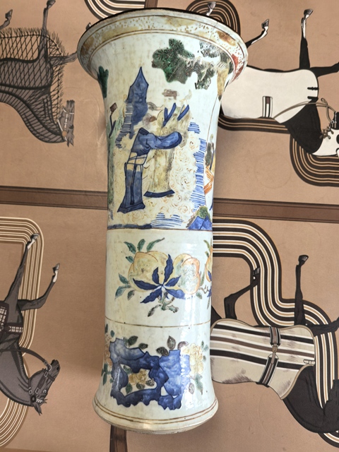 古玩陶瓷青花五彩人物故事花觚真品鑒賞圖