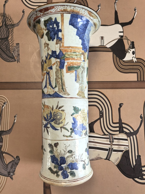 古玩陶瓷青花五彩人物故事花觚真品鑒賞圖