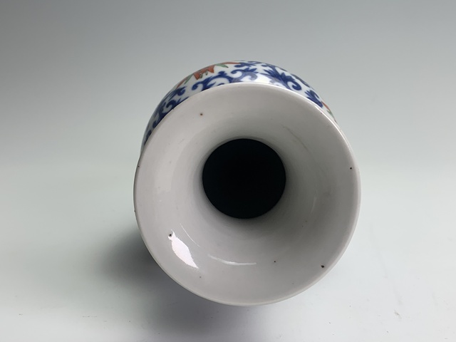 古玩陶瓷清光緒·青花加彩蓮子花卉紋觀音瓶拍賣，當前價格1464元
