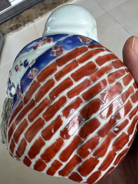 古玩陶瓷粉彩彌勒佛塑像真品鑒賞圖