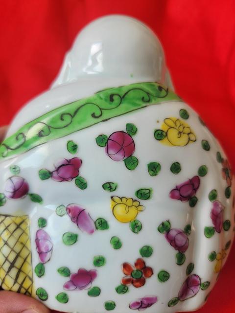 古玩陶瓷粉彩彌勒佛塑像真品鑒賞圖