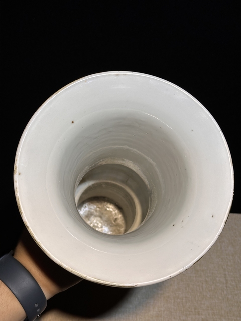 古玩陶瓷人物紋五彩花觚真品鑒賞圖