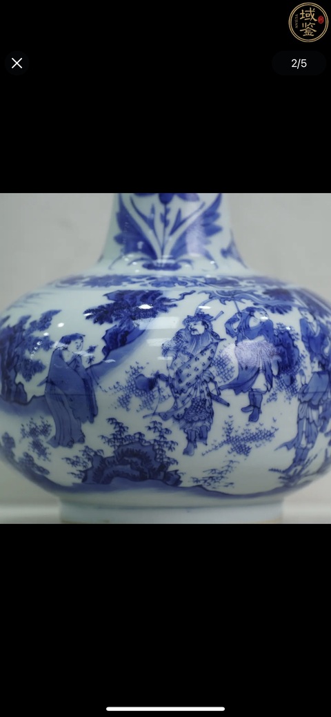 古玩陶瓷崇禎·青花人物故事紋瓶 真品鑒賞圖